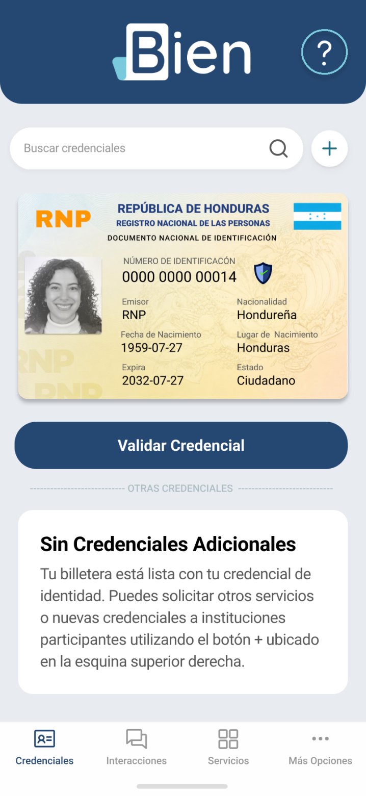 App BIEN mostrando la credencial digital DNIB