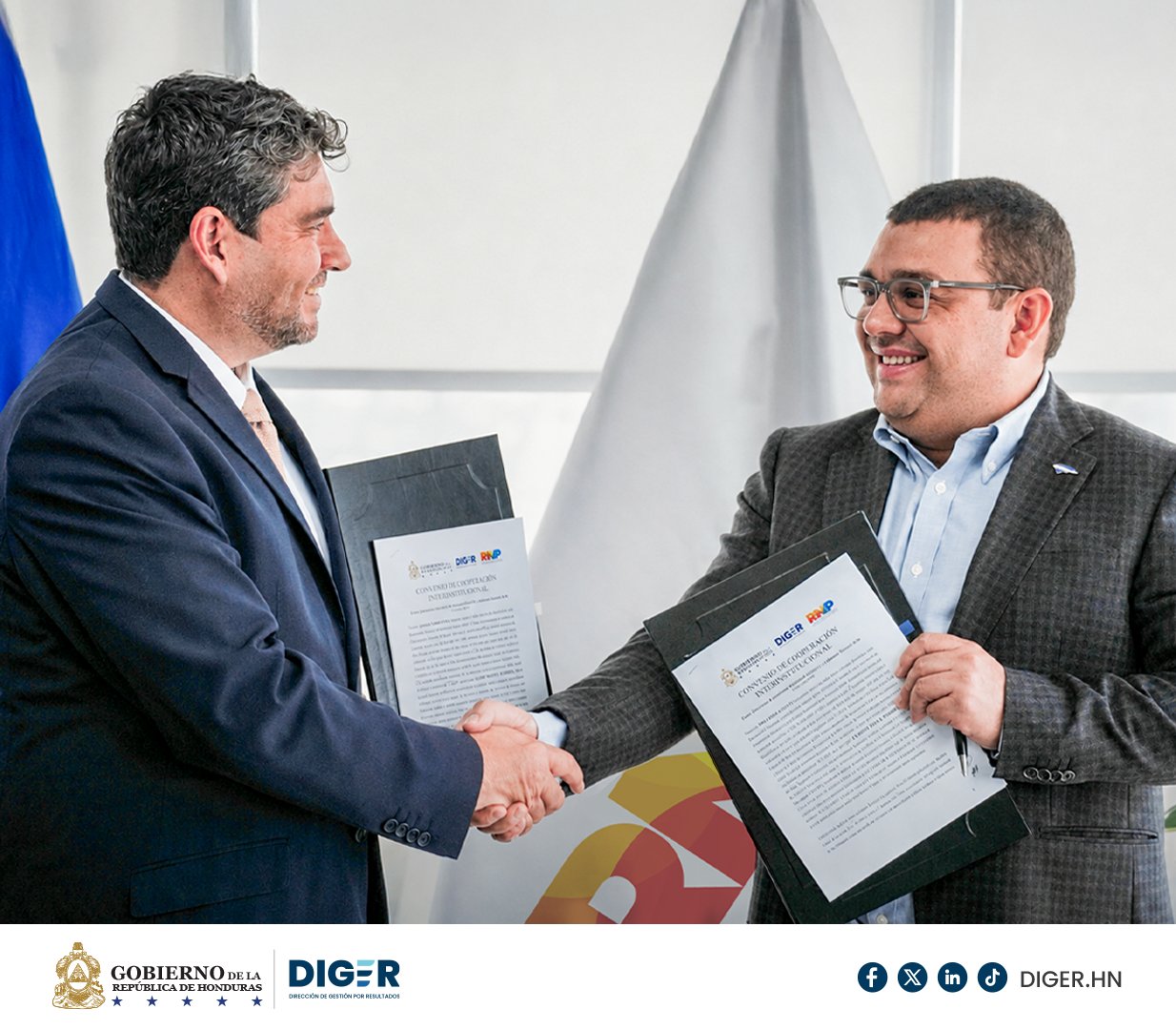 DIGER y RNP firman convenio para impulsar la digitalización del DNI en Honduras